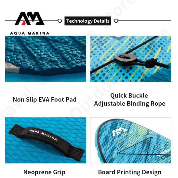 AQUA MARINA VIBRANT Teenagers Children's Sup Surfboard 2.4m Daily Leisure Aquatic Paddle Board With Safety Foot Rope 3