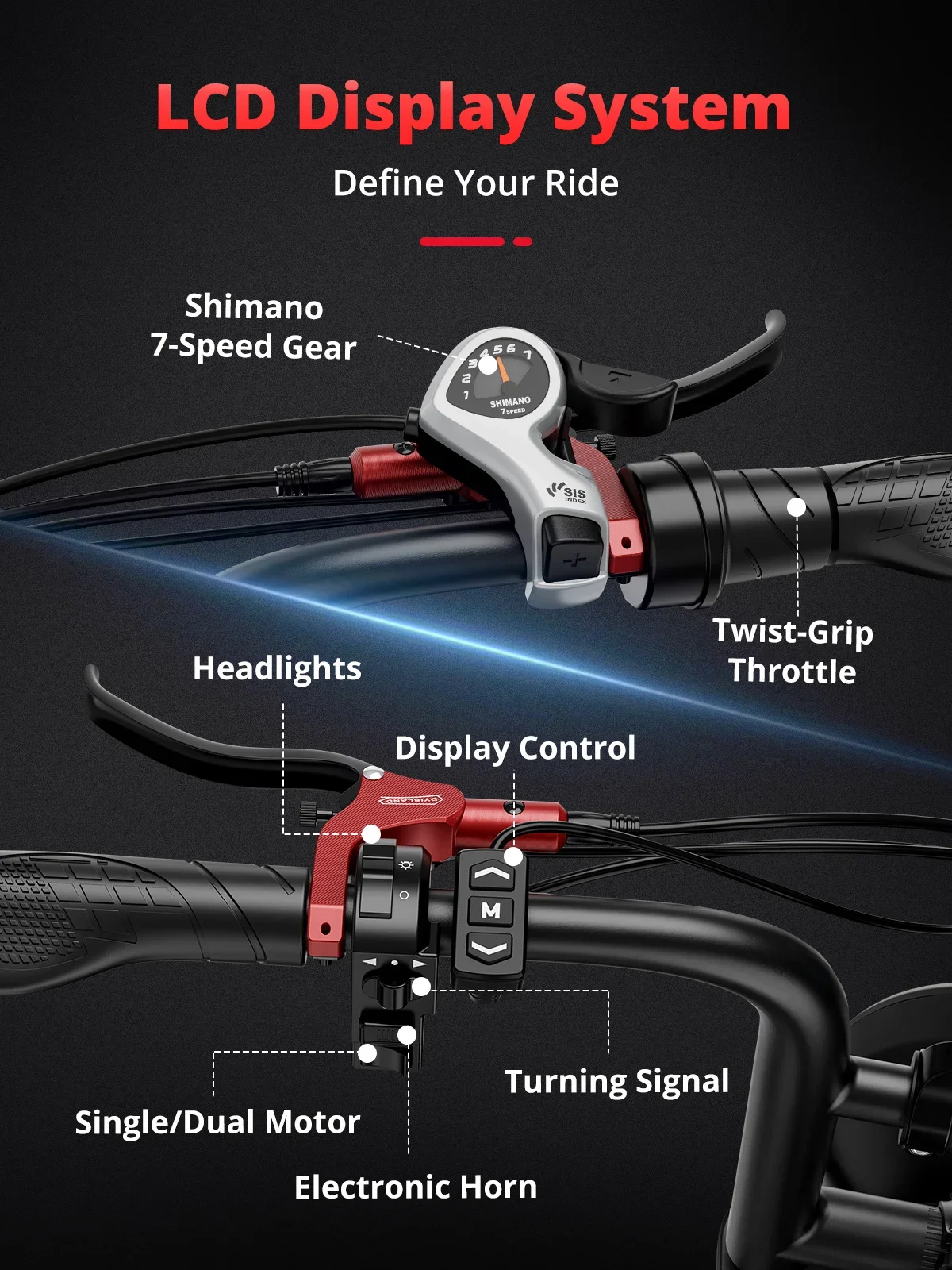 AMYET S8 Adults Electric Bike For Men 2000W Dual Motor Bicycle 48V 25AH Battery 20 6