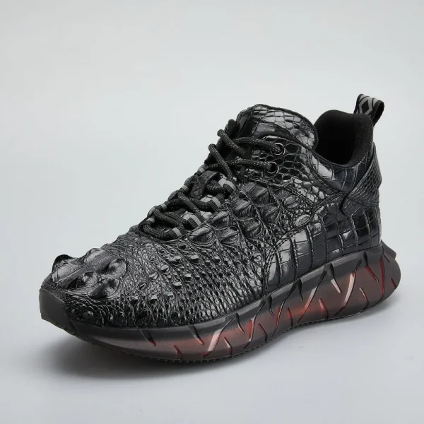 Crocodile Leather Sports Shoes Men's Lace Up Outdoor Trekking Camping Travel Climbing Running Fitness Sneakers Students Boots 1