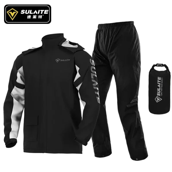SULAITE Ultra-Thin Waterproof Motorcycle Rain Suit for Men & Women - Lightweight, Foldable Reflective Protector Moto Accessories 3