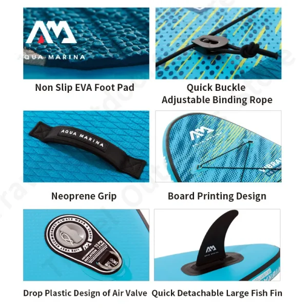 AQUA MARINA VIBRANT Teenagers Children's Sup Surfboard 2.4m Daily Leisure Aquatic Paddle Board With Safety Foot Rope 4