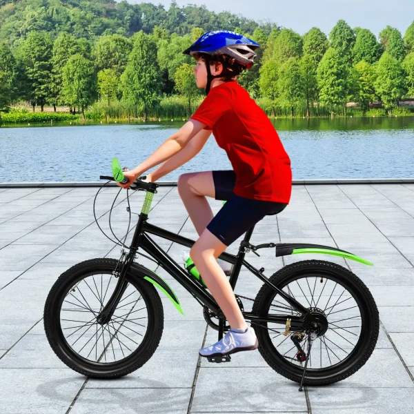 20 Inch Mountain Bike 7 Speeds Unisex Kids Bicycle Dual-Disc Brakes Height Adjustable MTB Boys Girls Bike with Kettle & Mudguard 4