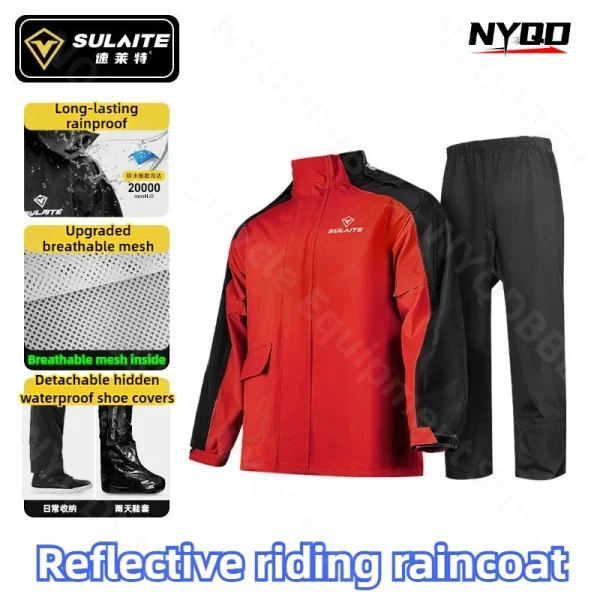 Raincoat Rain Pants Suit Motorcycle Split Body Rainstorm Proof Adult Take Away Electric Bicycle Reflective Riding Poncho 1