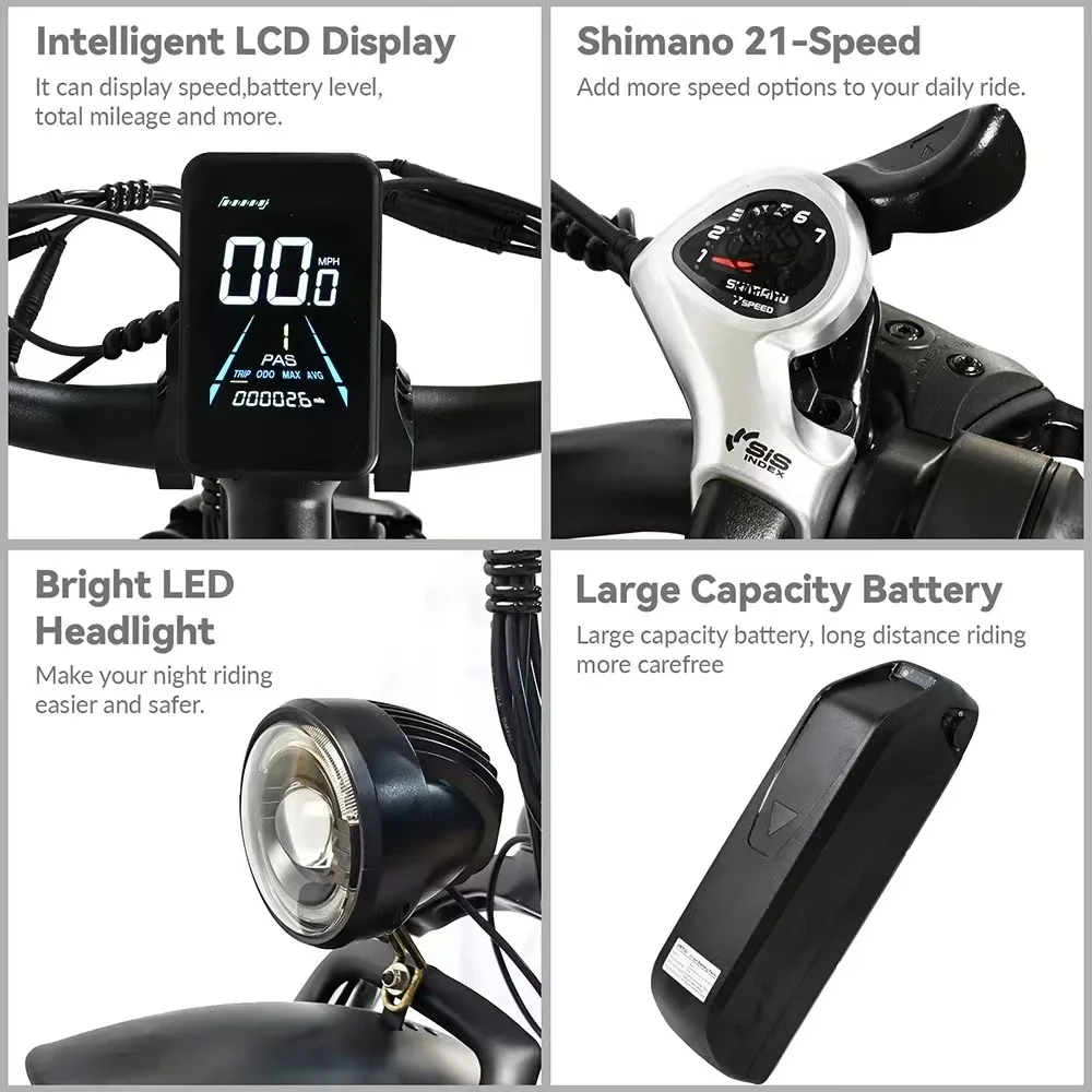 Electric Bike 2000W Dual Motor 48V20AH Lithium Battery 21 Speed E-bike Hydraulic Brake 26*4 Inch Fat Tire Snow Electric Bicycle 6