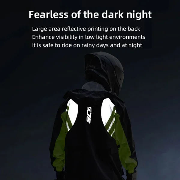 SCOYCO Motorcycle Split Raincoat Set Men Women Rainstorm Prevention Motocross Riding Jacket Moto Reflective Raincoat Rain Pants 5