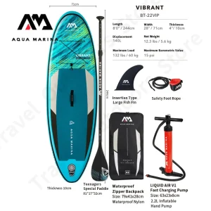 AQUA MARINA VIBRANT Teenagers Children's Sup Surfboard 2.4m Daily Leisure Aquatic Paddle Board With Safety Foot Rope 1