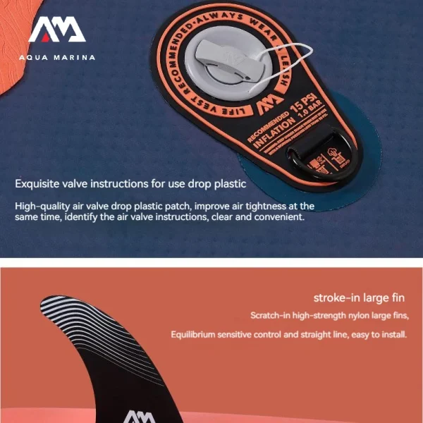 AQUA MARINA Monster SUP Board Inflatable Stand Up Paddle Board Sapboard Surfboard Set Water Sport Surf Accessories Orange 3.66m 4