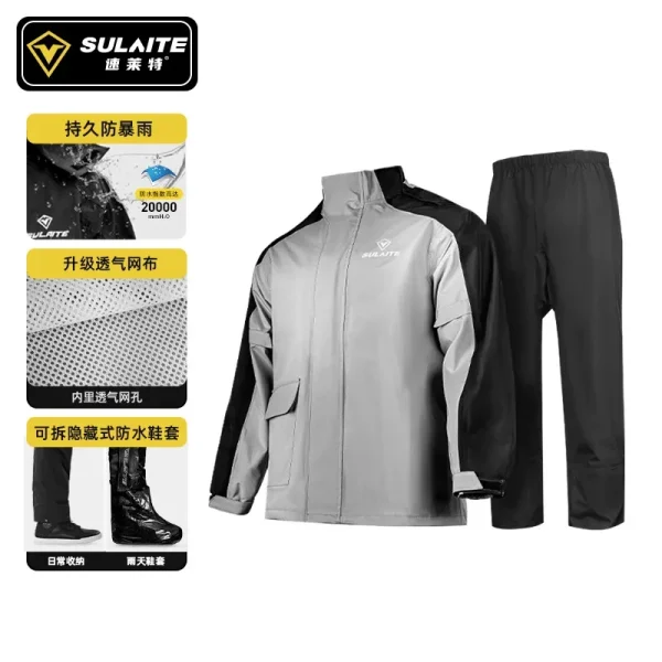 Raincoat Rain Pants Suit Motorcycle Split Body Rainstorm Proof Adult Take Away Electric Bicycle Reflective Riding Poncho 2