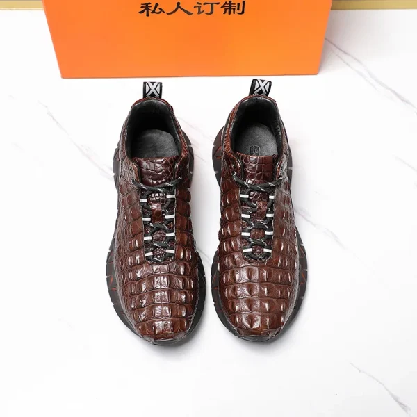 Crocodile Leather Sports Shoes Men's Lace Up Outdoor Trekking Camping Travel Climbing Running Fitness Sneakers Students Boots 6