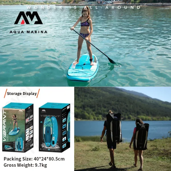 AQUA MARINA VIBRANT Teenagers Children's Sup Surfboard 2.4m Daily Leisure Aquatic Paddle Board With Safety Foot Rope 6