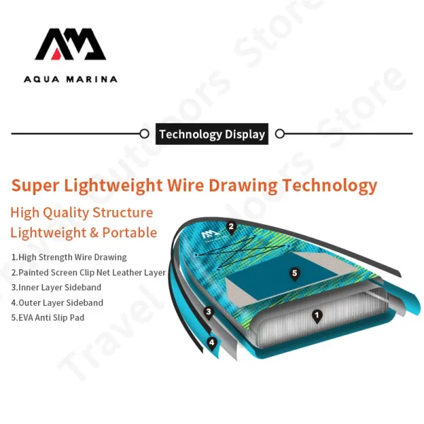 AQUA MARINA VIBRANT Teenagers Children's Sup Surfboard 2.4m Daily Leisure Aquatic Paddle Board With Safety Foot Rope 5