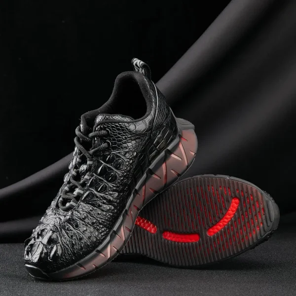 Crocodile Leather Sports Shoes Men's Lace Up Outdoor Trekking Camping Travel Climbing Running Fitness Sneakers Students Boots 2